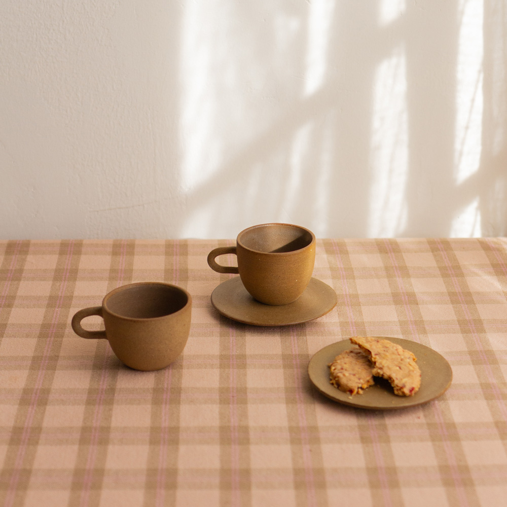 TAZA ESPRESSO TERRACOTA + PLATO (2 PZS)